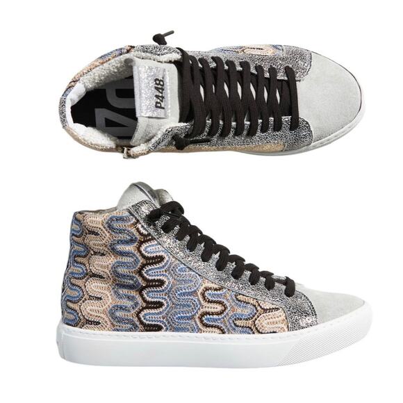 P448 Italian Panama Embroidery Sneakers Women EU 36 BS Grunge Gorpcore Boho NWB - Picture 1 of 15